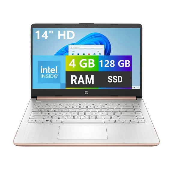 Laptop HP 14 Intel N150 4GB RAM 128GB Rosa