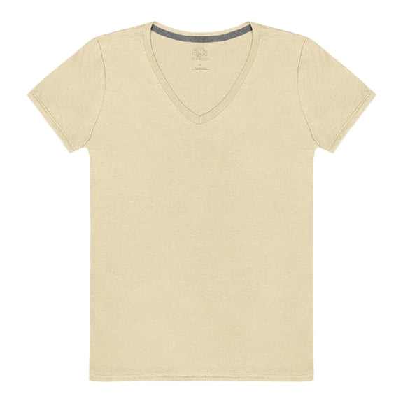 Playera Fruit of the Loom para Mujer, Manga Corta Cuello V, Beige, Talla M