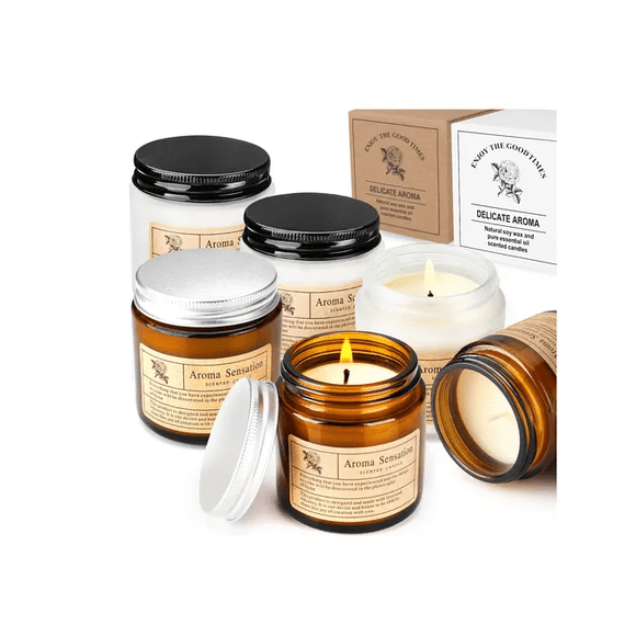 6 Velas Aromáticas Decorativas Cera Soja Aromaterapia 600g Xtellar blanco