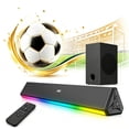 thumbnail image 1 of Barra de Sonido de 110 W para TV, 2.1 Canales con Subwoofer, Conexión HDMI/Bluetooth 5.3/Auxiliar/Óptica, Altavoces con Cable e Inalámbricos con Retroiluminación Colorida, BT109, 1 of 9