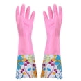 thumbnail image 4 of MTBLYS Guantes de limpieza con puños florales | Guantes largos de terciopelo de goma para uso doméstico | Agarre antideslizante para lavar platos y ropa, 4 of 5