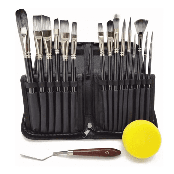 Pincel Para Oleo Acrílico Acuarela De Aceite Negro 17 Pcs