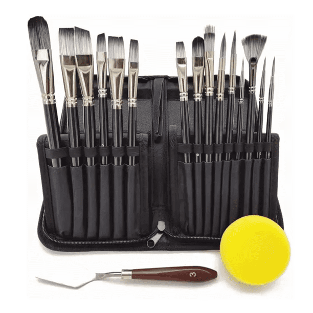 Pincel Para Oleo Acrílico Acuarela De Aceite Negro 17 Pcs