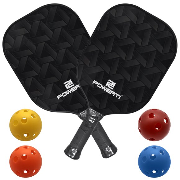 Raqueta Juego de paletas y pelotas Pickleball Superficie de fibra de carbono Raqueta de pelotas Pick POWERTI Raqueta