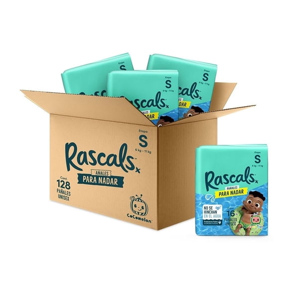 Pañales para nadar premium Rascals Etapa Chica Unisex 128 piezas