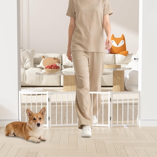 Cerca para perros Snuowu 41 cm plegable de 4 paneles blanca