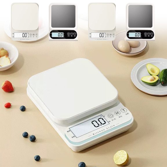 Báscula Digital de Cocina - Báscula de gramos de precisión 0,1g para repostería y alimentos, capacidad de 500g/1kg, plástico blanco, recargable, función de tare, 6,88x5,31x1,37 pulgadas