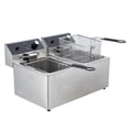 thumbnail image 1 of Freidora eléctrica comercial de 6/10/12 litros de doble tanque con cesta y tapa, freidora de acero inoxidable de sobremesa para papas fritas y aros de cebolla, 1 of 6