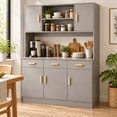 thumbnail image 1 of Zocalo Alacena de Cocina con Gabinetes, 3 Cajones y Estantes, Mueble de Almacenamiento 120cm, Gris, 1 of 9