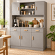 thumbnail image 1 of Zocalo Alacena de Cocina con Gabinetes, 3 Cajones y Estantes, Mueble de Almacenamiento 120cm, Gris, 1 of 9