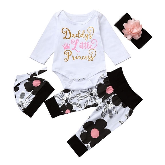 Qarigey 4 Uds. Ropa para bebé recién nacido, mono, mono, pantalones, diadema, sombrero, conjunto de 0 a 6 meses Prendas para la parte del cuerpo