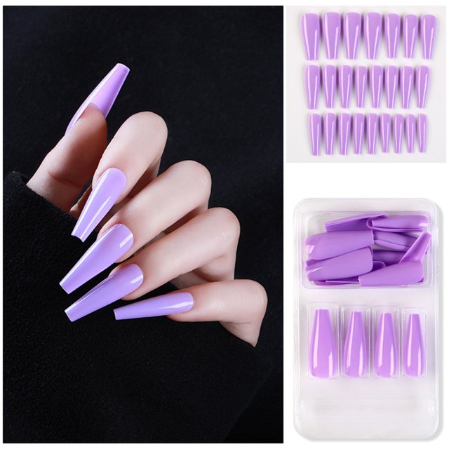 Uñas postizas a presión, regalo para mujer, 24 uñas postizas largas de cobertura completa, puntas de ataúd, manicura artística de bailarina, pegatinas para uñas.
