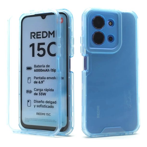 Funda 3 en 1 Icon Case Matte Skin para Poco C85, Carcasa, Protector, Uso Rudo, Protección 360, Full Case, Bumper, Antigolpes, Esquinas Reforzadas, Protección de Cámara - Azul
