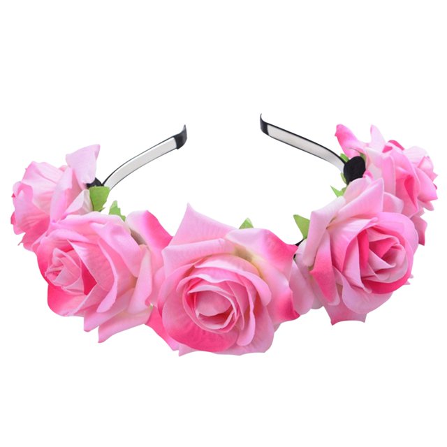 Xihbxyly Diadema Floral para San Valentín, Romántica Guirnalda de Rosas, Tejido Suave y Elástico, Ajuste Cómodo, Ideal para Fiestas, Bodas y Sesiones de Fotos, Talla Única, 14,5 Cm de Diámetro.