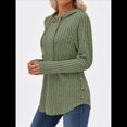 thumbnail image 4 of Sudadera con Capucha de Punto Acanalado Suave para Mujer, Suéter de Larga, Sudadera Ligera y Acogedora para Otoño. Verde XL, 4 of 6