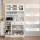 thumbnail image 2 of Mueble Alacena de Cocina, Armario Alto con Cajón, Puertas, Soporte para Copas, Estante para Vino y Toma de Corriente para Cocina, Sala de Estar y el comedor, Blanco, 2 of 7