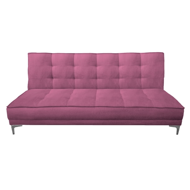 Sofa Cama Reclinable El Bazar Store Zeus Rosa Terciopelo Futon 3 posiciones Abotonado Sala