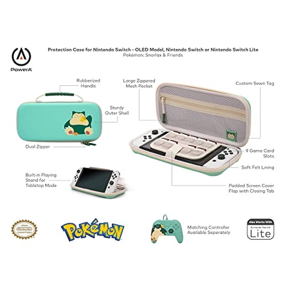 Funda de protección PowerA para Nintendo Switch Modelo OLED, Nintendo Switch o Nintendo Switch Lite - Pokémon: Snorlax & Friends
