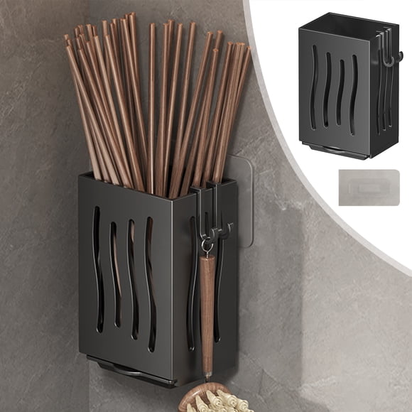 pstuiky Estantes de pared para cubiertos organizador multifuncional de plástico para palillos cuchillos y escurridores.