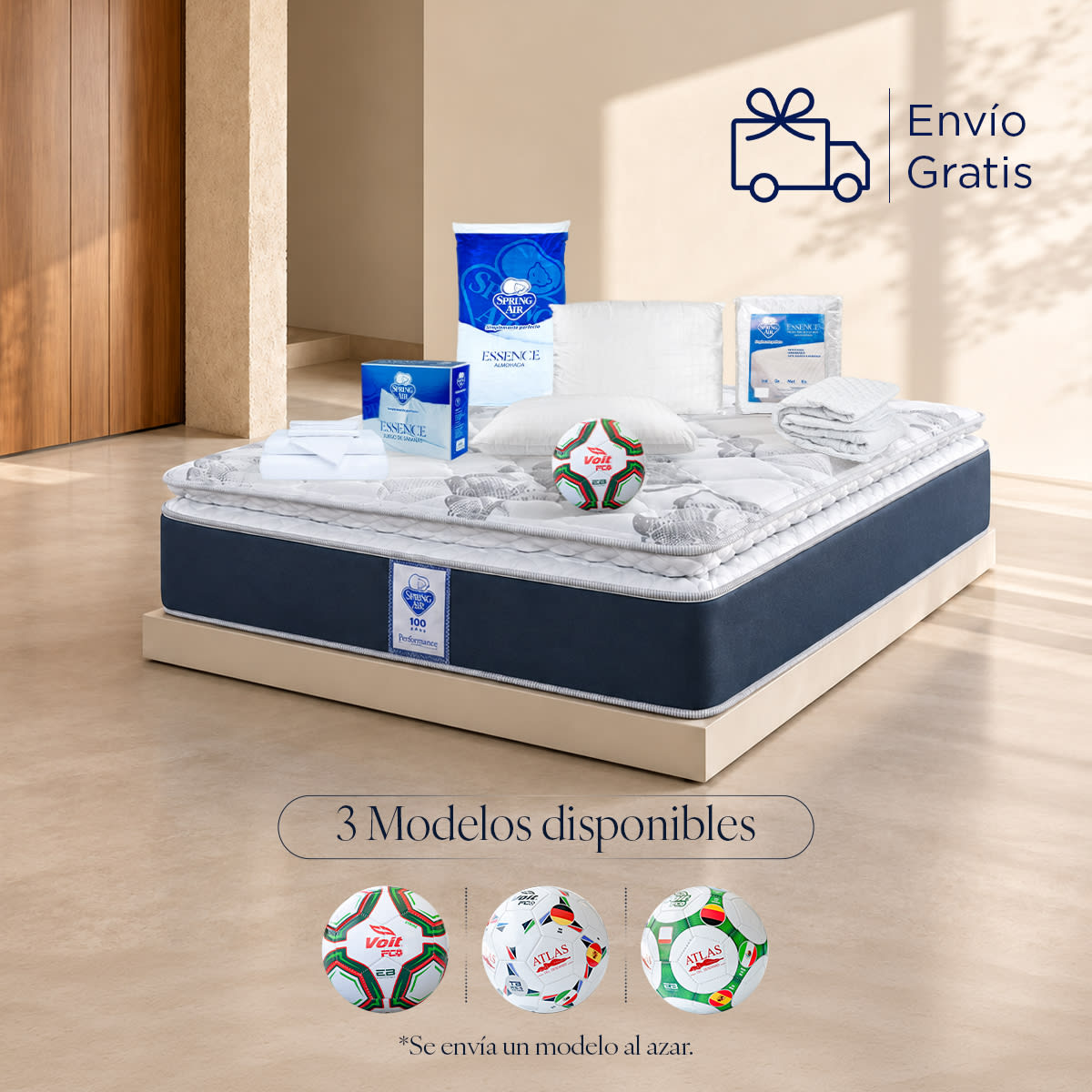 Colchón Individual Spring Air Smith + 2 Almohadas + Cubre Colchon + Sabanas + Balón Voit