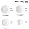 thumbnail image 5 of Vajilla Moderna Cuadrada De Opal Resistente 4 Personas 16pzs Color Blanco, 5 of 5