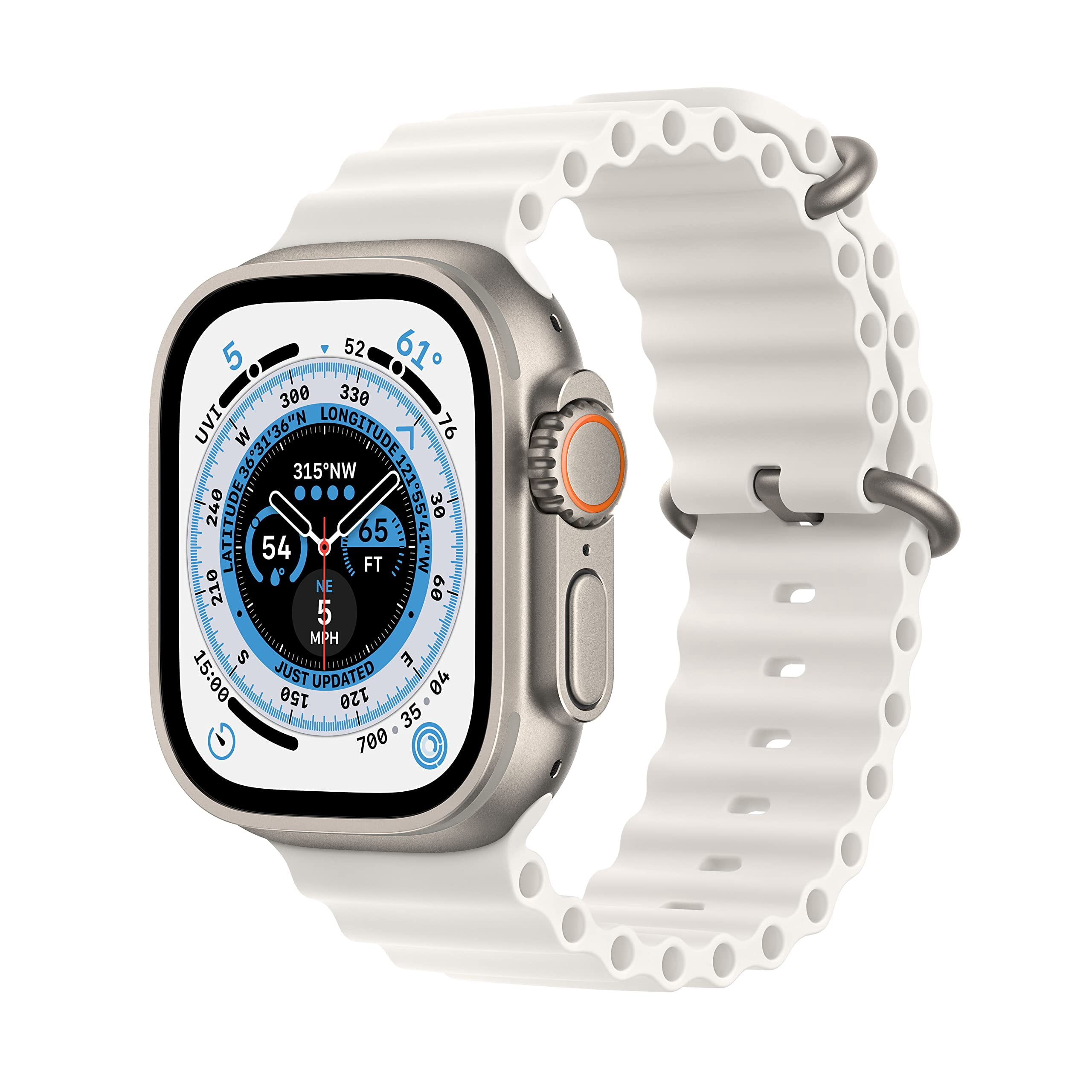 Apple Watch Ultra (GPS + Cellular, 49mm) - Caja de Titanio con Correa Ocean Band Blanca, Talla única (Reacondicionado)