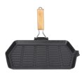 thumbnail image 2 of Griddle Pan, Easy Cleaning Non Stick Coating Grill Pan Even&nbsp;Heating With&nbsp;Wooden&nbsp;Handle For Household For Camping, 2 of 8