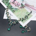 thumbnail image 3 of 1 juego de collar y pendientes de moda, joyería de diamantes de imitación para novia, accesorios para vestido de novia para mujer (verde), 3 of 7