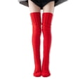 thumbnail image 4 of Medias de punto Color sólido Keen Socks High Socks Mujeres Calentadores de piernas Zapatos Accesorios Lindo otoño Halloween Medias Red 1 par, 4 of 7