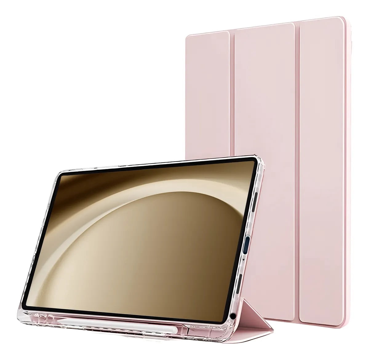 Funda Protectora Transparente Smart Cover para Samsung Galaxy Tab A9 PLlus - Estuche Carcasa Rígida Antigolpes y Cubierta Color Rosa.