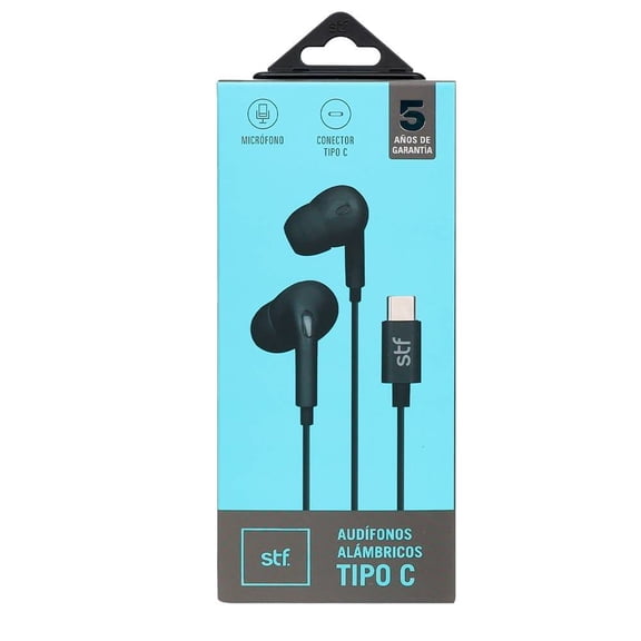 Audifonos Alámbricos In Ear STF Tipo C negro 1.2 m