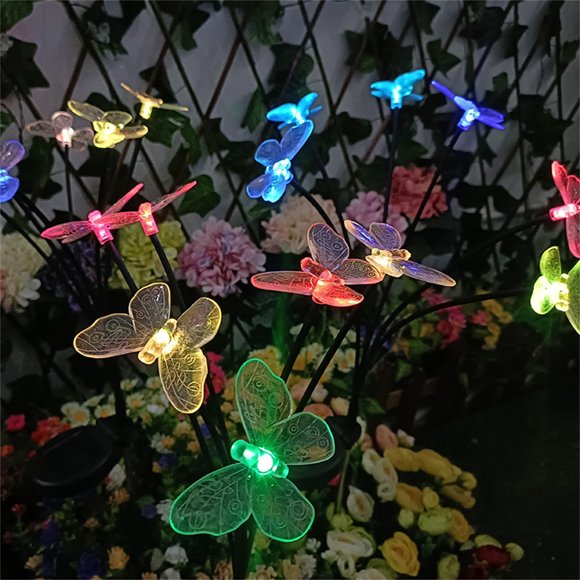Guirnalda de luces solares de 6 LED para exteriores, ideal para decorar jardines y patios. Luces impermeables.
