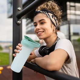 Botella de agua deportiva tipo batidora de 800 ml | Vaso mezclador de proteínas portátil con báscula integrada | Tapa abatible a prueba de fugas | Vaso deportivo portátil | Verde, beige y amarillo |