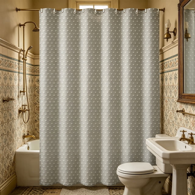 MTBLYS Cortina de ducha impermeable de poliéster resistente con diseño de gofre | 90x180cm Cortina de baño de color liso para mayor calidez | Beige Blanco Gris