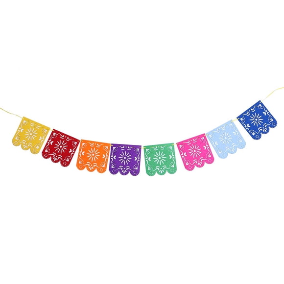 KAKOWELY Pancarta de Papel Picado con paneles de flores multicolores vibrantes de fieltro cuadrado para cumpleaños, bodas y fiestas.