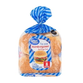 Pan para hamburguesa Great Value bollos 8 pzas 450 g