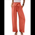 thumbnail image 1 of Pantalones de Salón Anchos para Mujer con Bolsillos, Cintura Alta, Ajustables, con Nudo y Holgados. Naranja XL, 1 of 7
