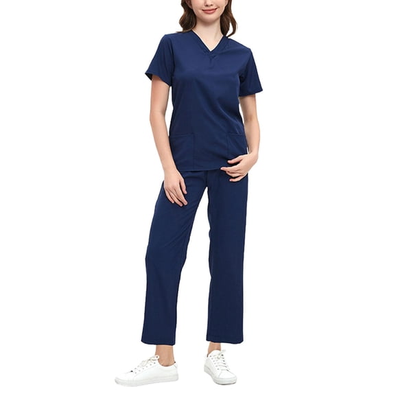 Conjunto de uniforme médico para mujer Yuyangstore Top de enfermera Pantalones elásticos M