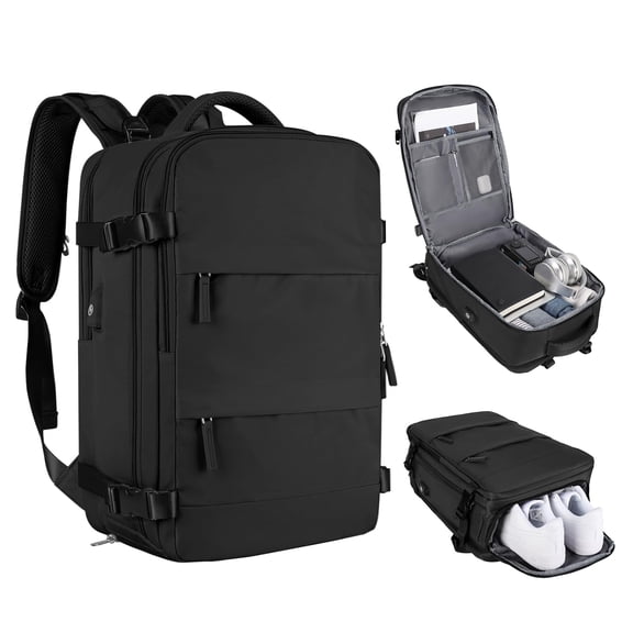 Mochila de viaje Coofay para mujer y hombre impermeable negra