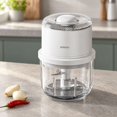 thumbnail image 4 of SENGUI Electric Garlic Chopper, Tazón de Vidrio de 350 mL Mini Procesador de Alimentos, Picadora de Verduras Inalámbrica con 6 Cuchillas de Acero, Control de un Botón para Cebollas, Jengibre y, 4 of 7