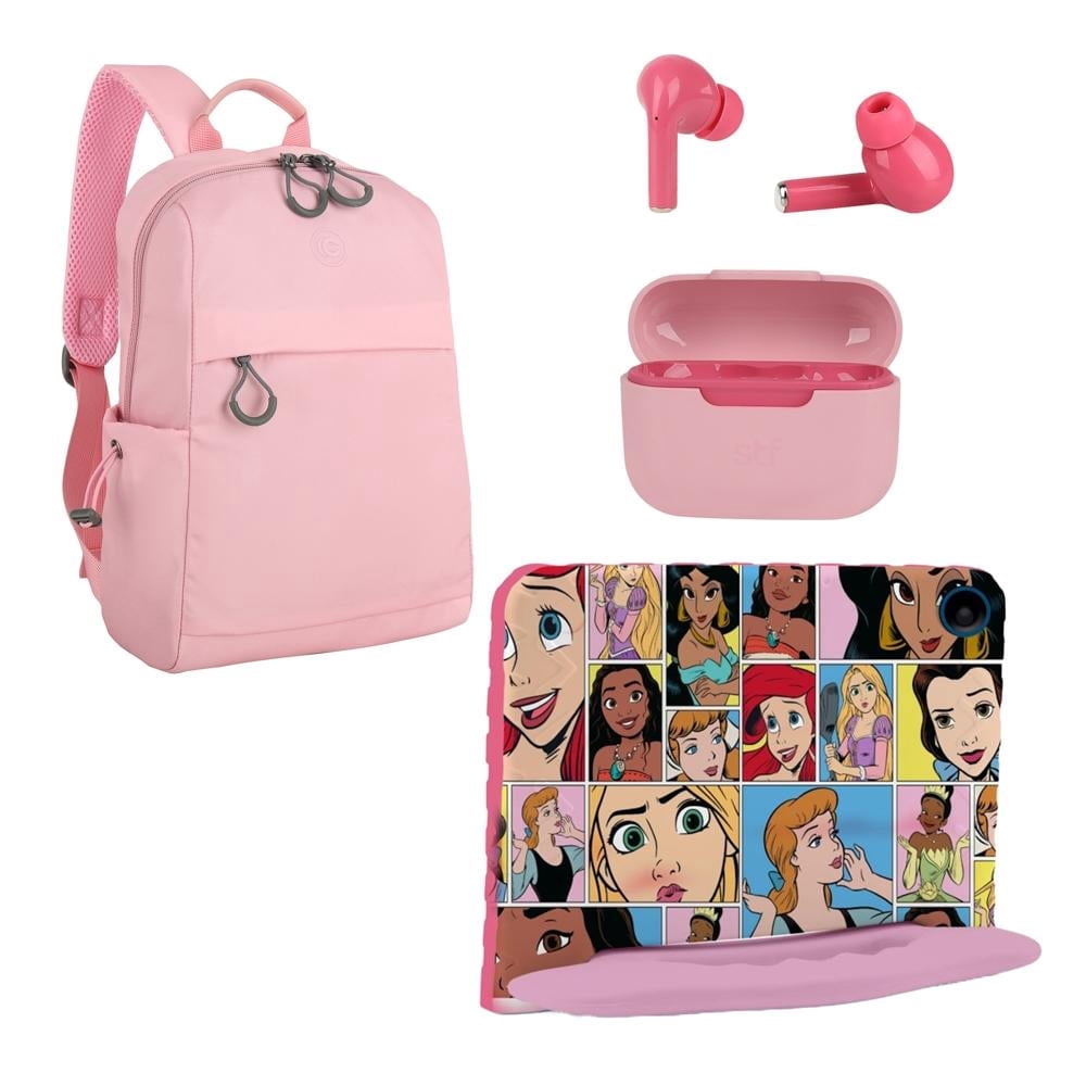 Tableta Multi Disney combo de Princesas con Crossbody y audífonos inalámbricos TWS NB642