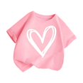 thumbnail image 4 of Camisetas Gráficas para Niñas - Camisetas Casuales con Estampado de Corazón, Cuello Redondo, Manga Corta, Playeras para la Escuela, Blusas de Verano, Rosas, 10 Años, 4 of 5