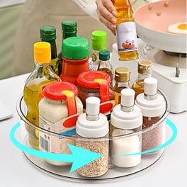 Ohmyroo Decorative Wood Grain Rotating Tray, Stylish Multi-Purpose Organizer for Countertops, Holds Frequently Used Cooking Oils, Vinegars, and Seasoning Blends