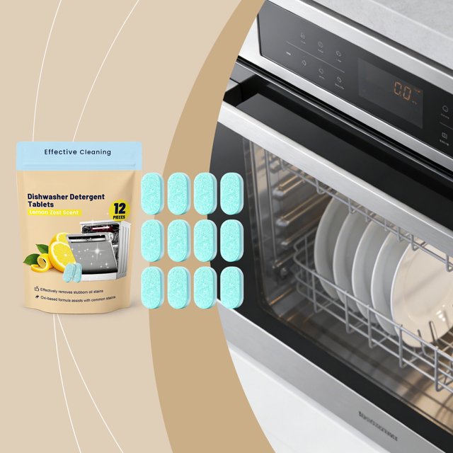 CaiYueKe Dishwasher Cleaner Tablets Deep Clean Grease Limescale Remover Weekly Cleaning Cycle Surfactants Descaling Agents Interior Surfaces Maintenance All Models Hot Cycle