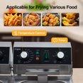 thumbnail image 2 of 6/10/12L Commercial Electric Profundo Fryer cm de Profundidadual Tank w/Basket & Lid Countertop Stainless Steel Profundo Fryer para Grande Tank French Fries Onion Rings, 2 of 6