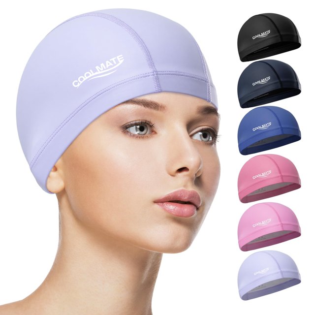 Gorro de baño de tela COOLMATE para adultos, mujeres, hombres y niños, color morado claro