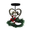 thumbnail image 2 of Candelabro navideño de metal bronce con diseño de reno y corazón | Centro de mesa navideño con corona y frutos rojos | Portavelas de hierro, 2 of 5