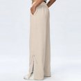 thumbnail image 2 of TaTaai olid Color Cotton Linen Women Casual Pants Wide Leg Breathable Machine Washable No Fading Lightweight Non See-through Daily Wear Full Length Trousers Gift, 2 of 8