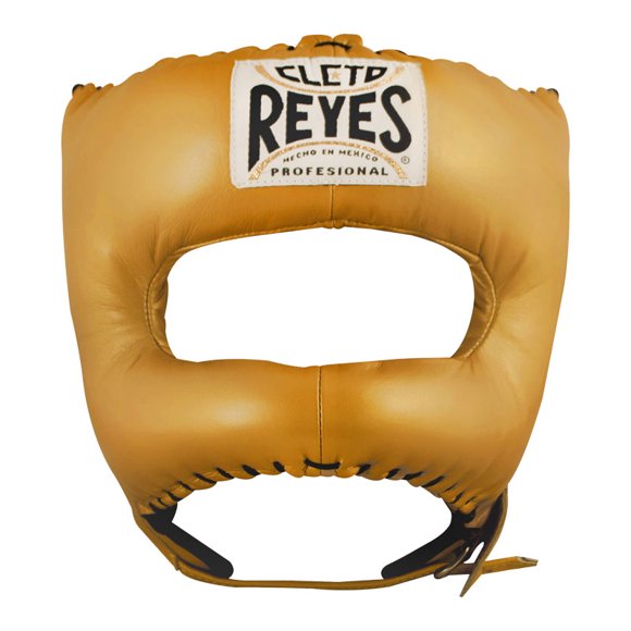 Protector de cabeza para entrenamiento unitalla, Cleto Reyes con barra "v" en piel color dorado