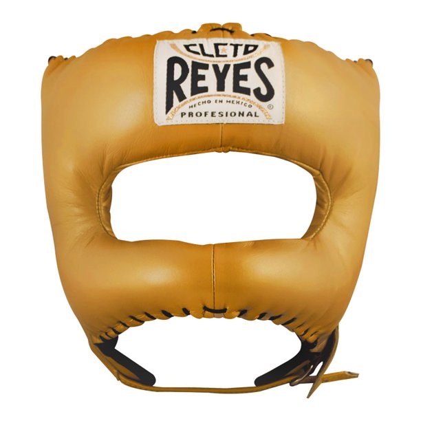 Protector de cabeza para entrenamiento unitalla, Cleto Reyes con barra "v" en piel color dorado